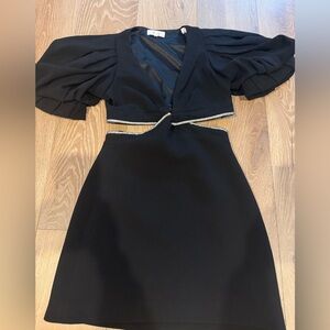 A.L.C Elegant Black Dress with Puff Sleeves
